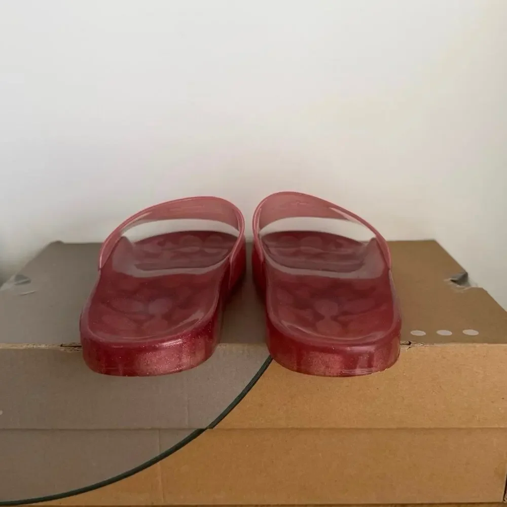 Coach Ulyssa Pink Jelly Women Pool Slides Sandals - SZ 7
